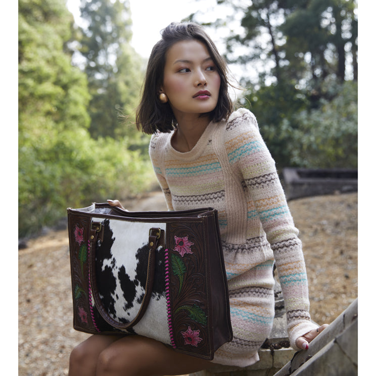 Begonias Hand-Tooled Bag