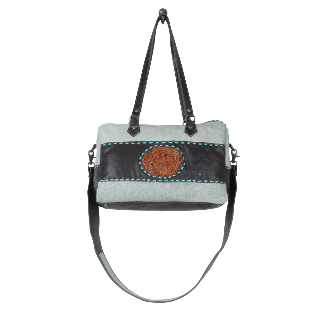 Turquoise  edges Hand-Tooled Bag