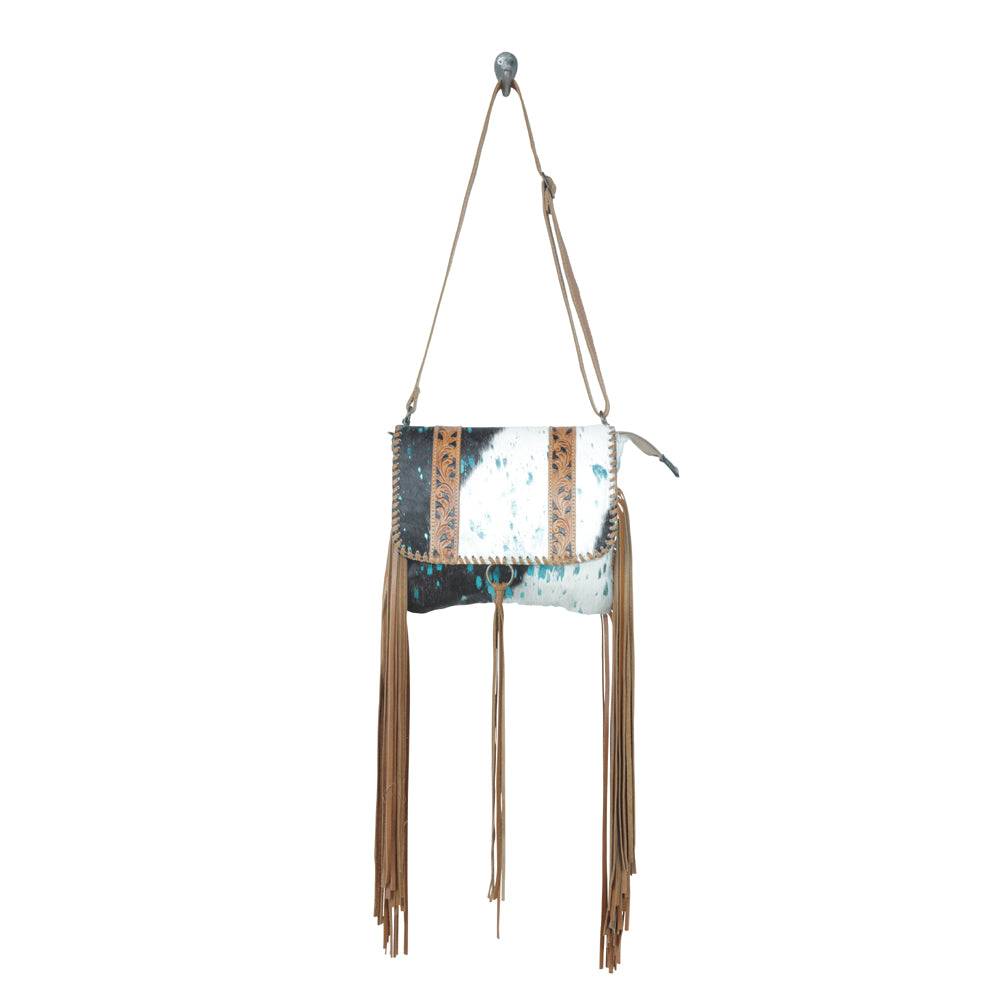 Hues Of Sky Leather & Hairon Bag