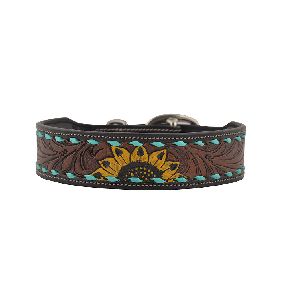 Scenic Hand-Tooled Leather Dog Collar