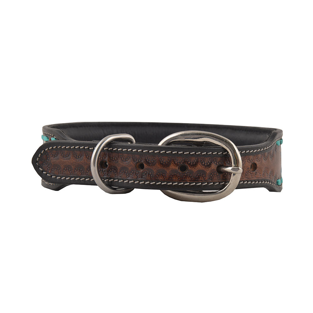 Scenic Hand-Tooled Leather Dog Collar