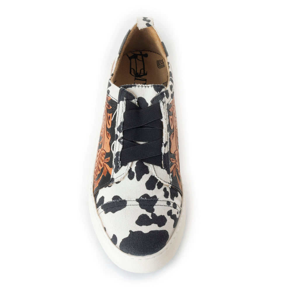 Women Limited Edition Cowprint with Handtooling Sneaker