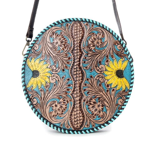 Boho Teal Round Bag
