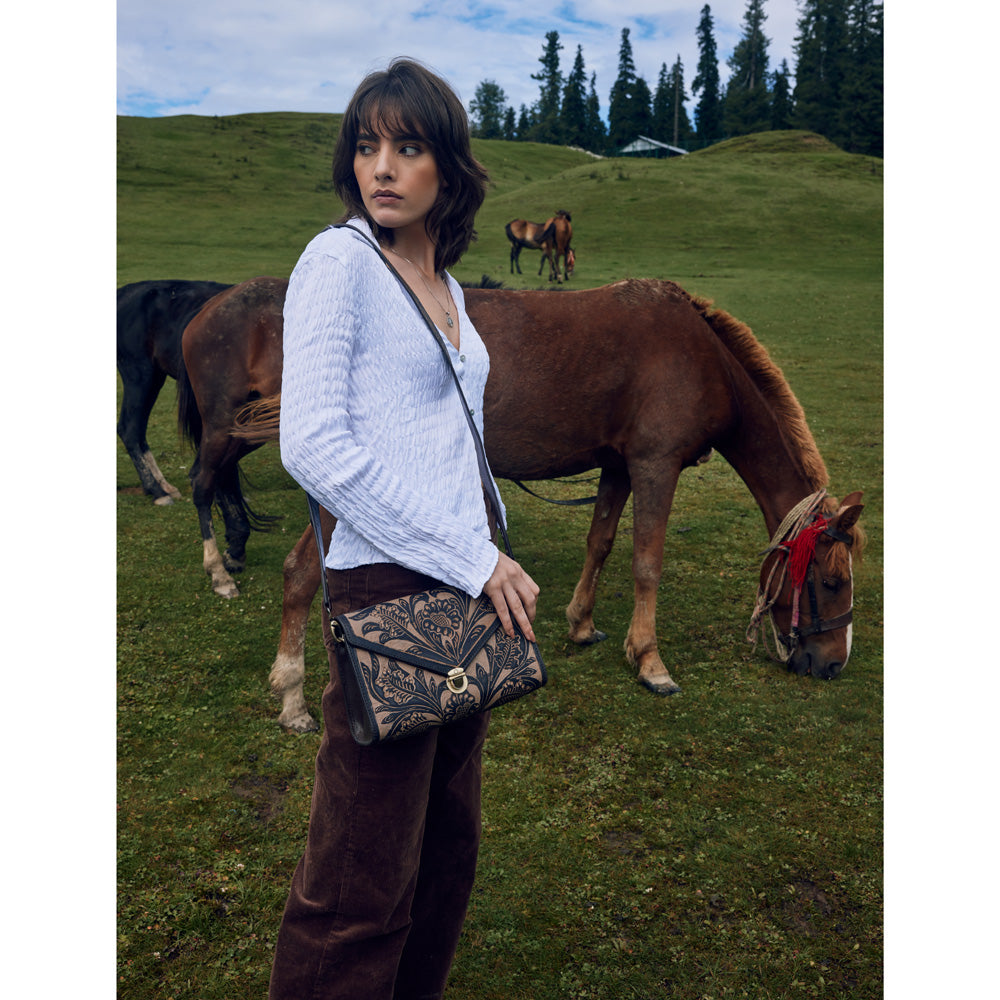 LARK HAND-TOOLED BAG