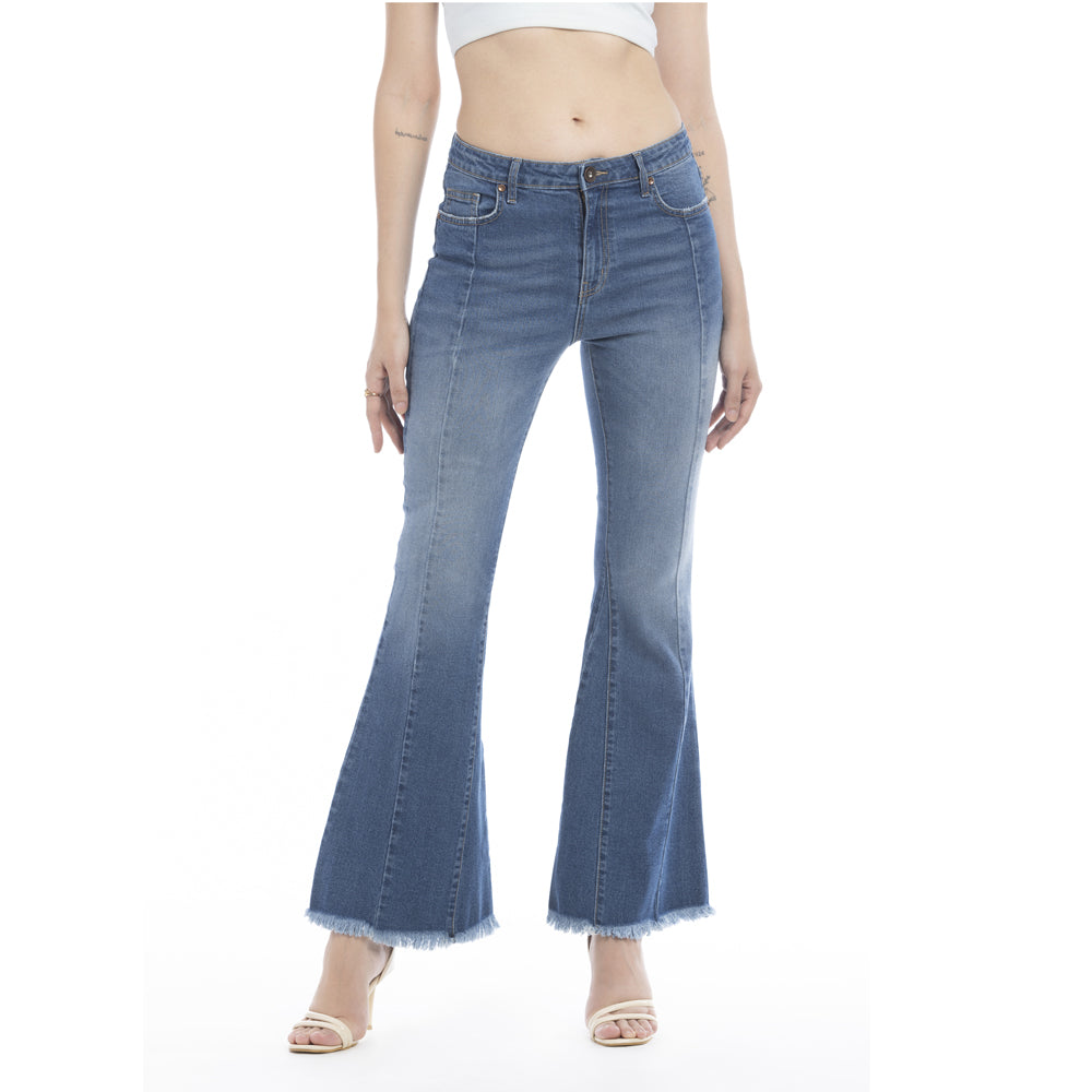 Viviana Length Stitch Accent Flared Leg Jeans