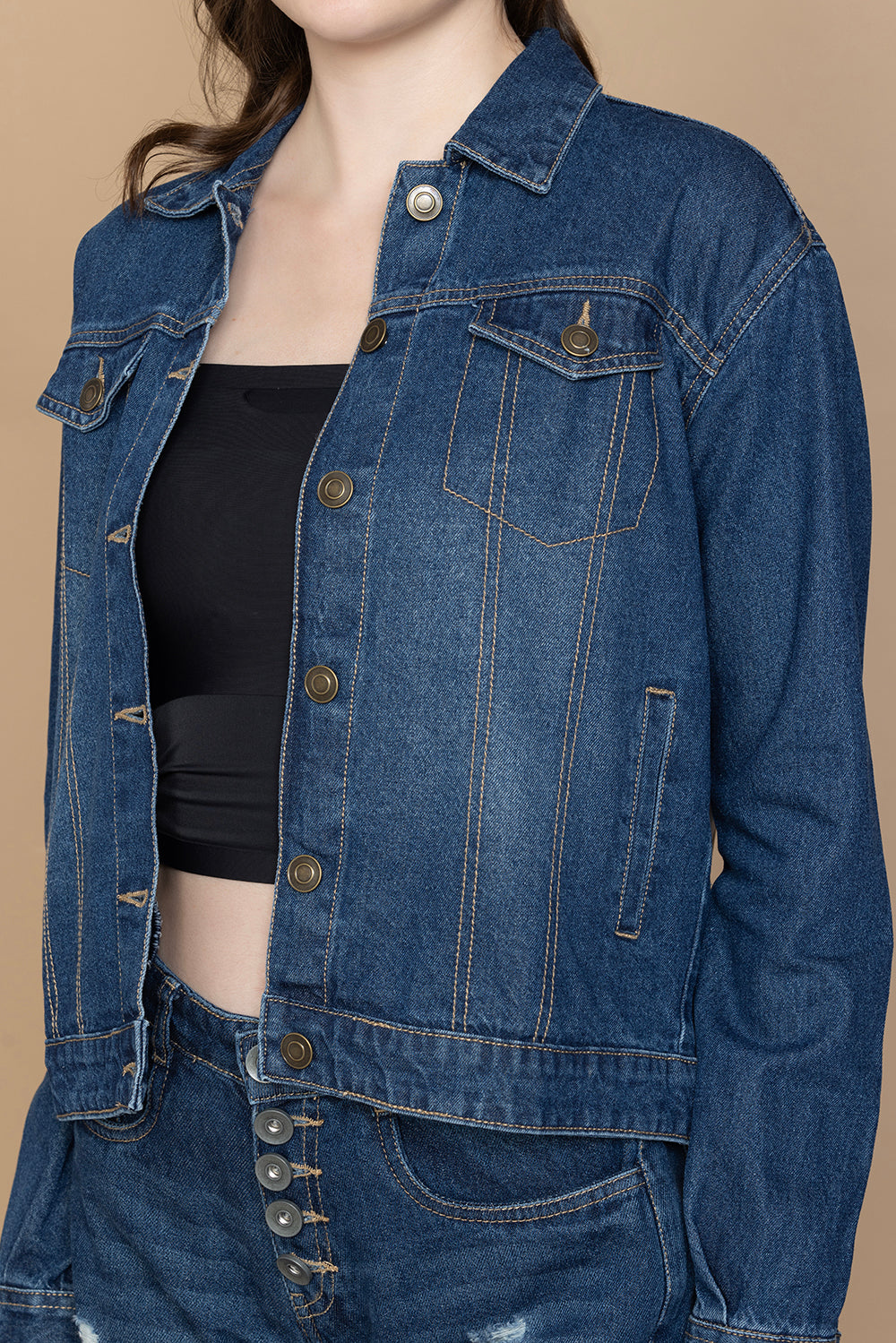 Cassie Acid Wash Tone Denim Jacket