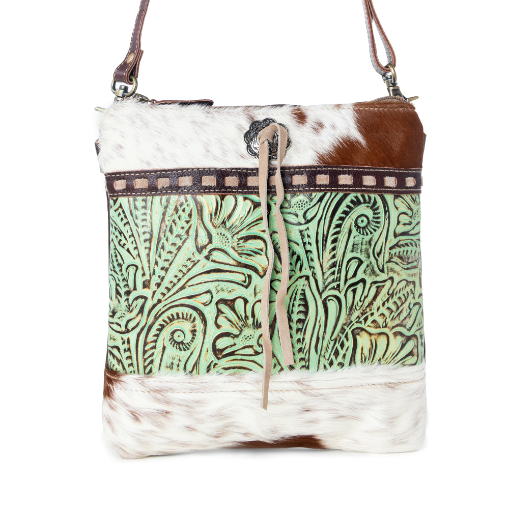 Emerald Bloom Leather &Hairon Bag