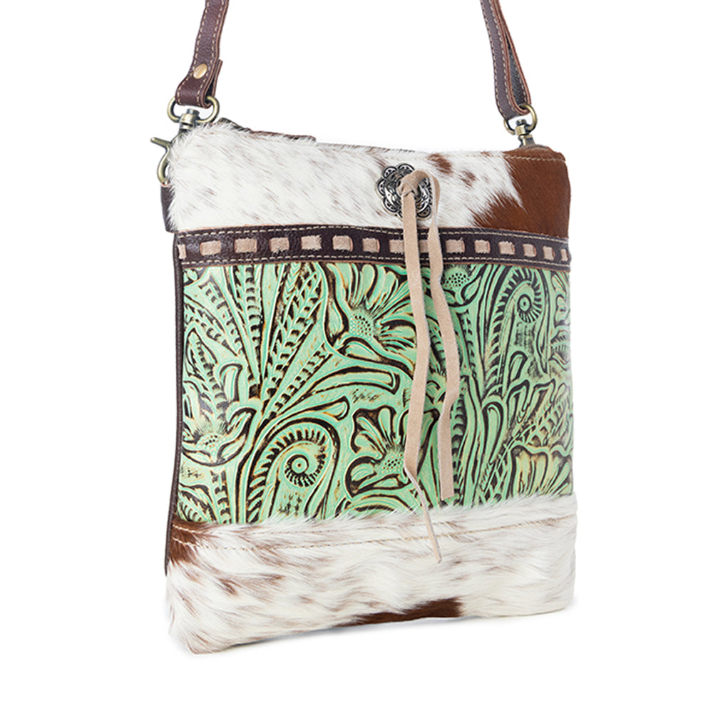 Emerald Bloom Leather &Hairon Bag