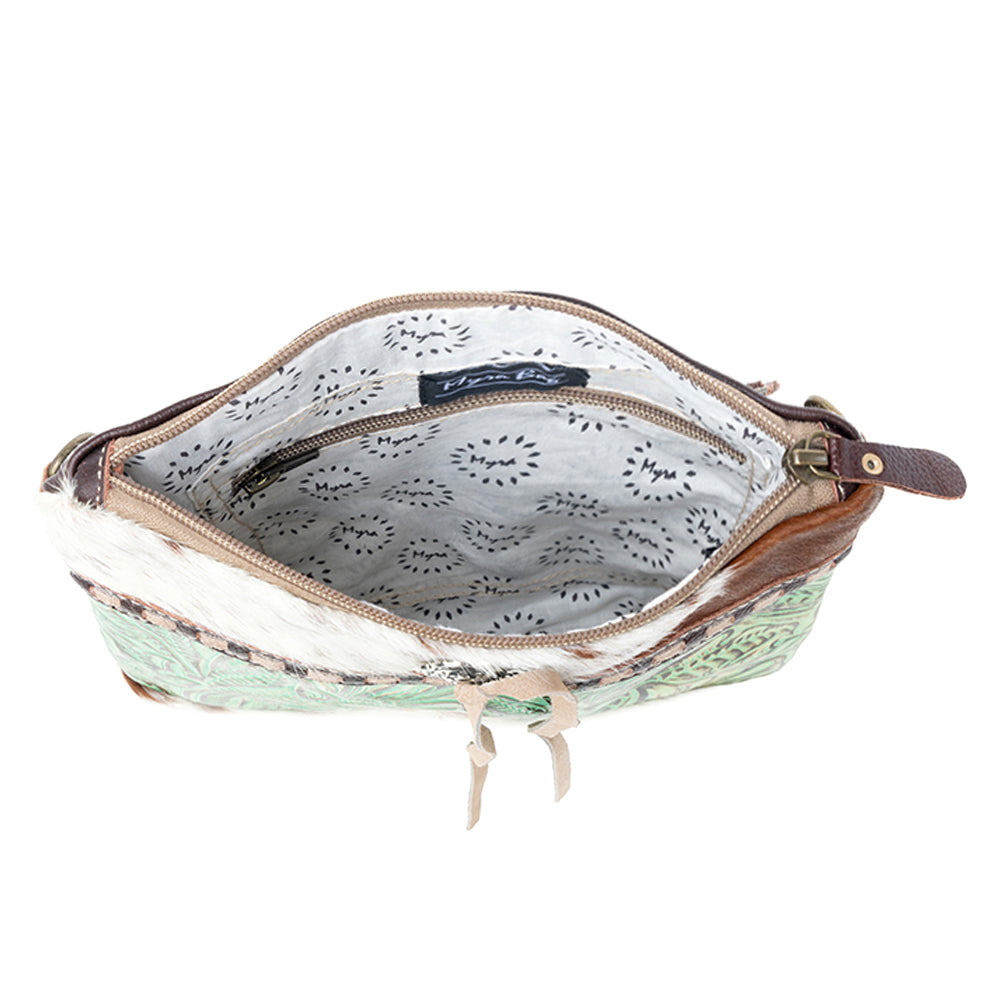 Emerald Bloom Leather &Hairon Bag