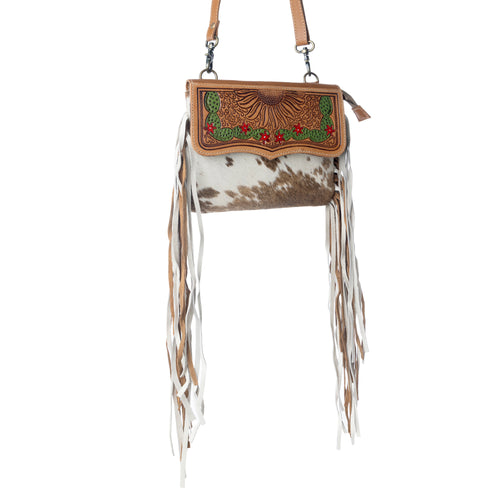 Glossy Moss Hand-Tooled Bag