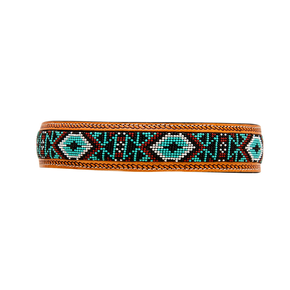 Whizter Hand-Tooled Beaded Dog Collar