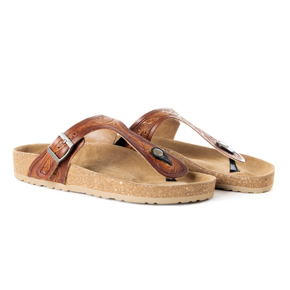 Crockler Western Hand-Tooled Sandals