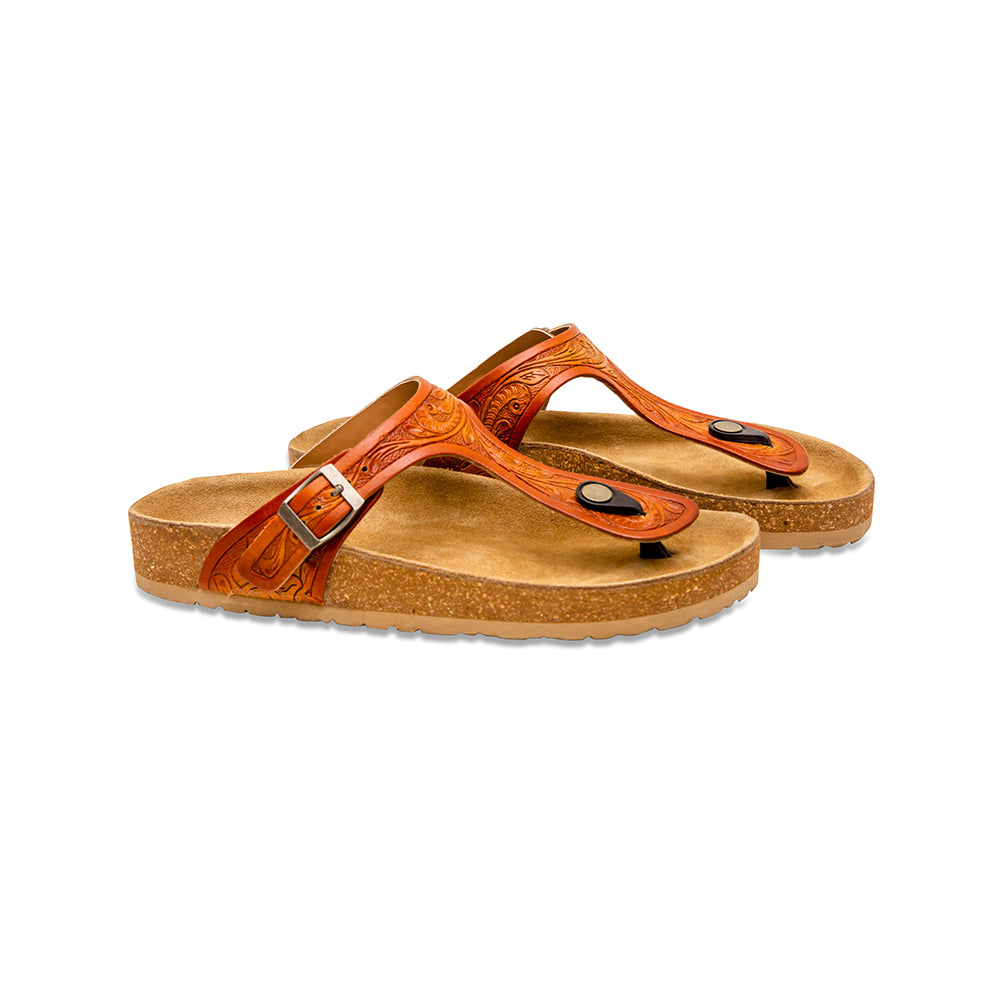 Crockler Western Hand-Tooled Sandals