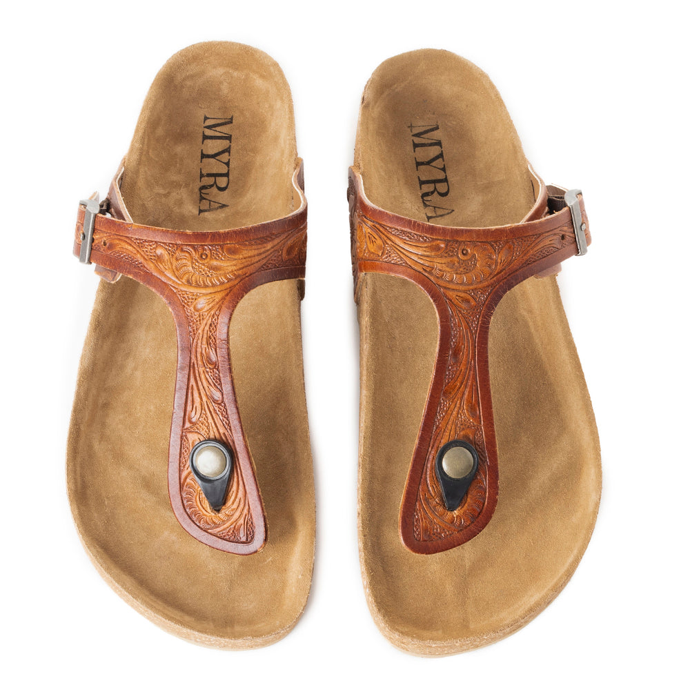 Crockler Western Hand-Tooled Sandals