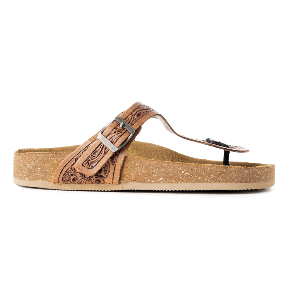 Grashius Western Hand-Tooled Sandals