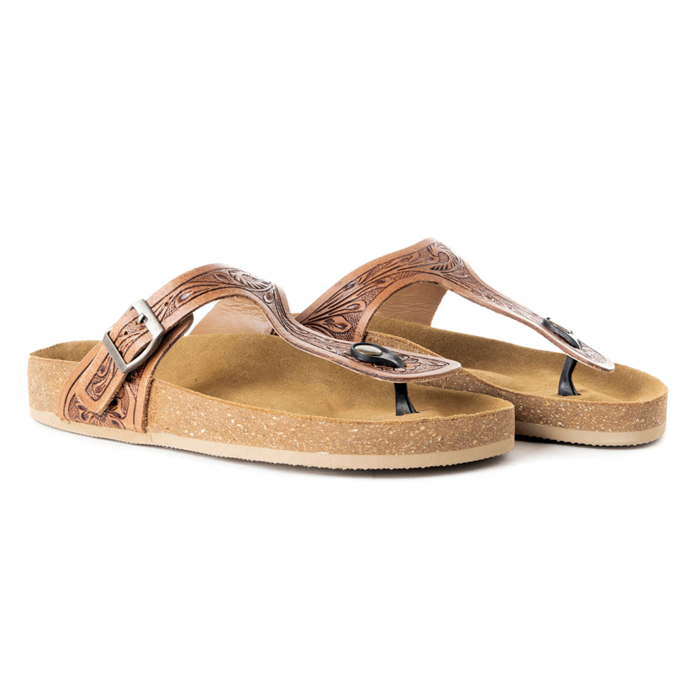 Grashius Western Hand-Tooled Sandals