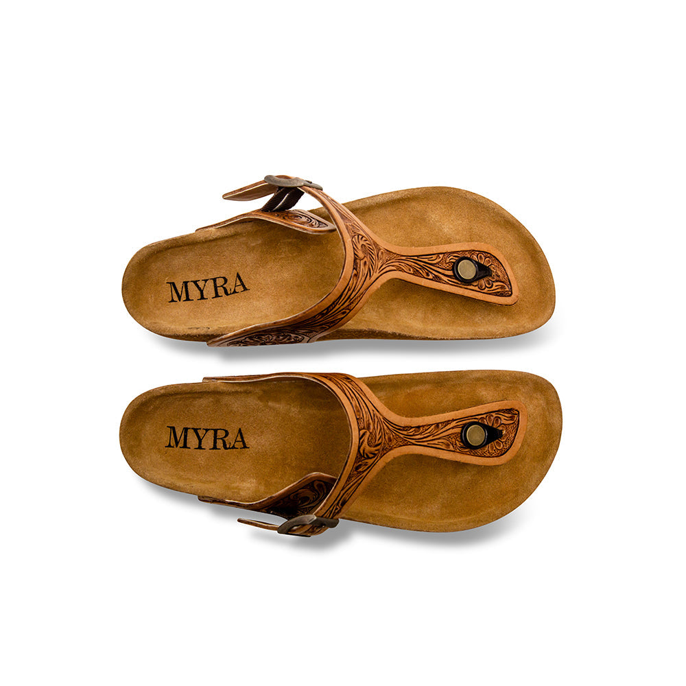 Grashius Western Hand-Tooled Sandals