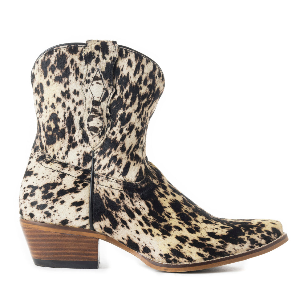 Cow Bow Western Hairon Leather Booties