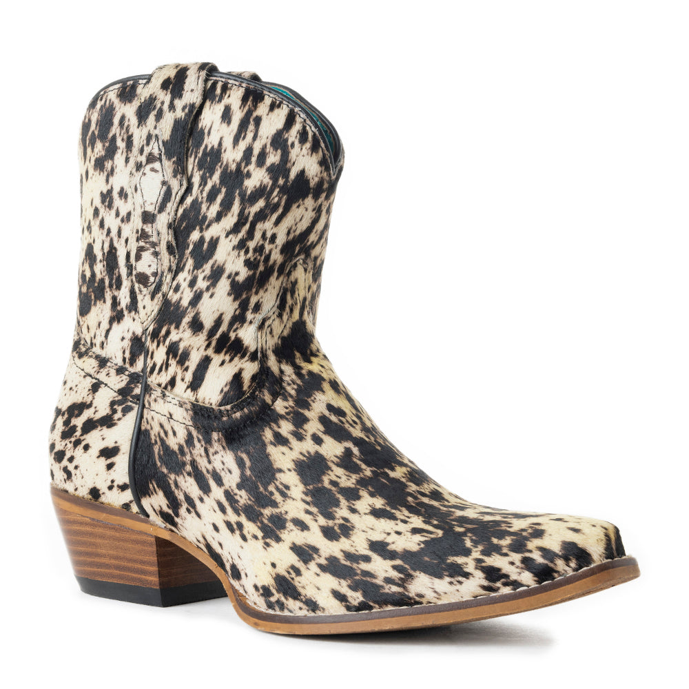 Cow Bow Western Hairon Leather Booties