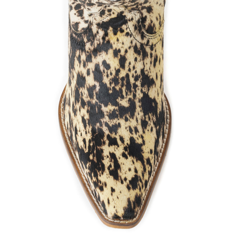 Cow Bow Western Hairon Leather Booties