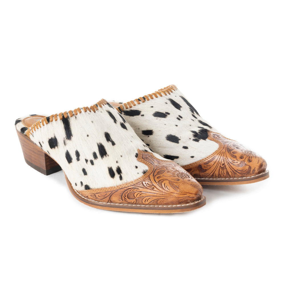 Heely Western Hand-Tooled Mules