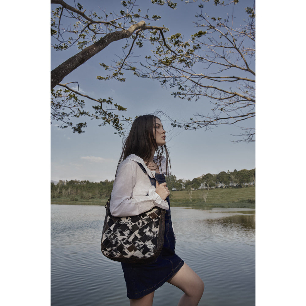 Pecos Cross Weave Pattern Hand-Tooled Bag