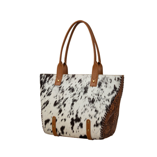 Holstein Bend Hairon Hand-Tooled Bag