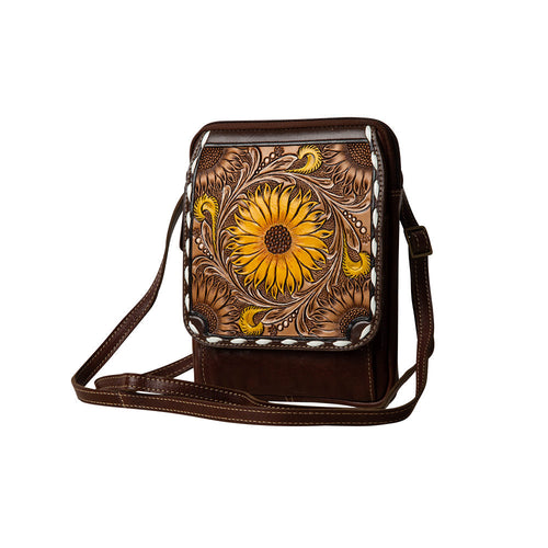 Showy Sunflower Hand-Tooled Bag