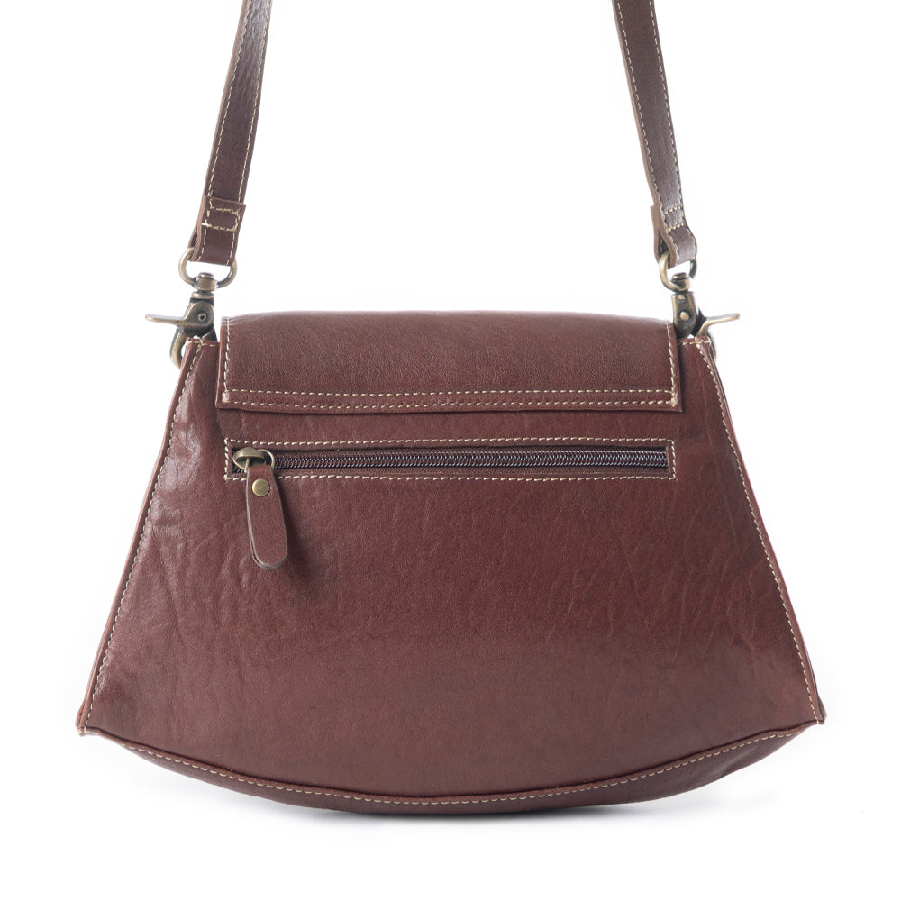 Showy Sunflower Trapezoid  Hand-Tooled  Bag