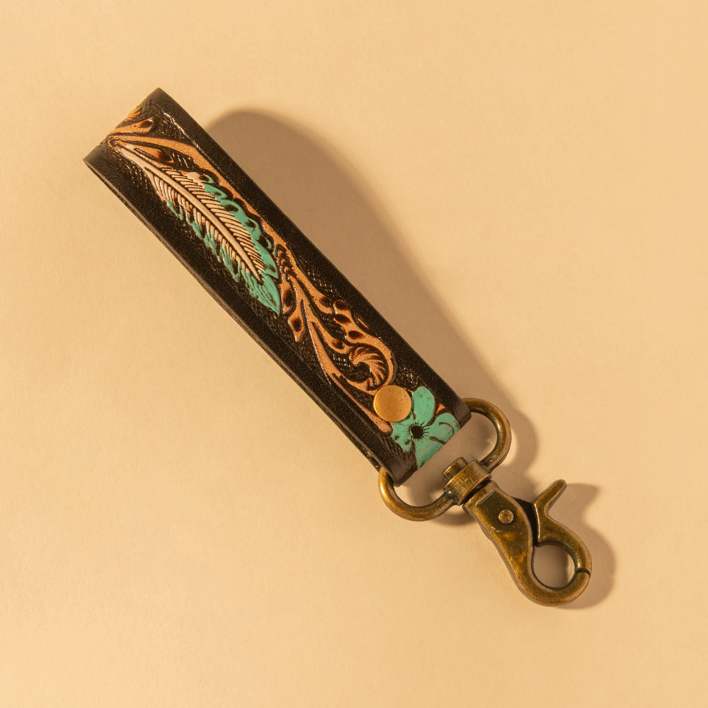 Canyon Feather Hand-Tooled  Key Fob