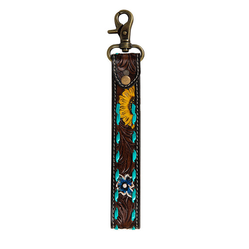 Sunflower Sunrise Hand-Tooled Key Fob