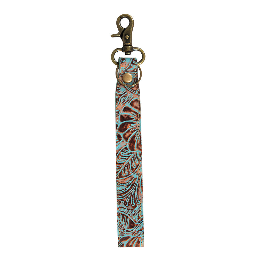 Pathflower Trail Hand-Tooled Key Fob