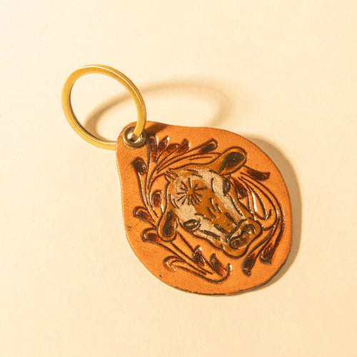 Steer Trail Hand-Tooled Key Fob