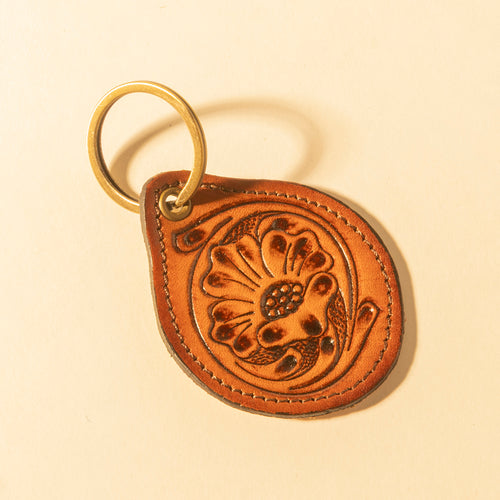 Country Moonrise Hand-Tooled Key Fob