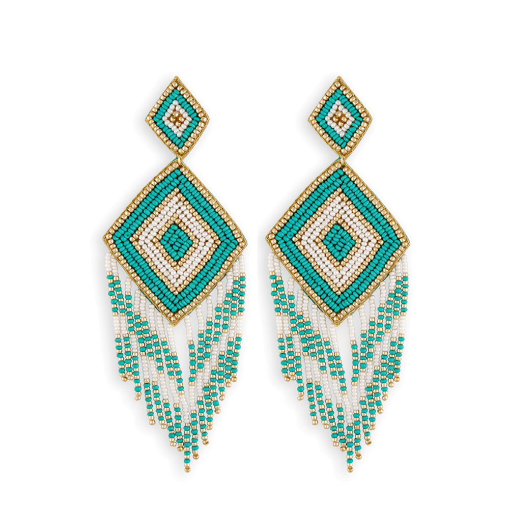 Draped Dreamcatcher Beaded Earrings