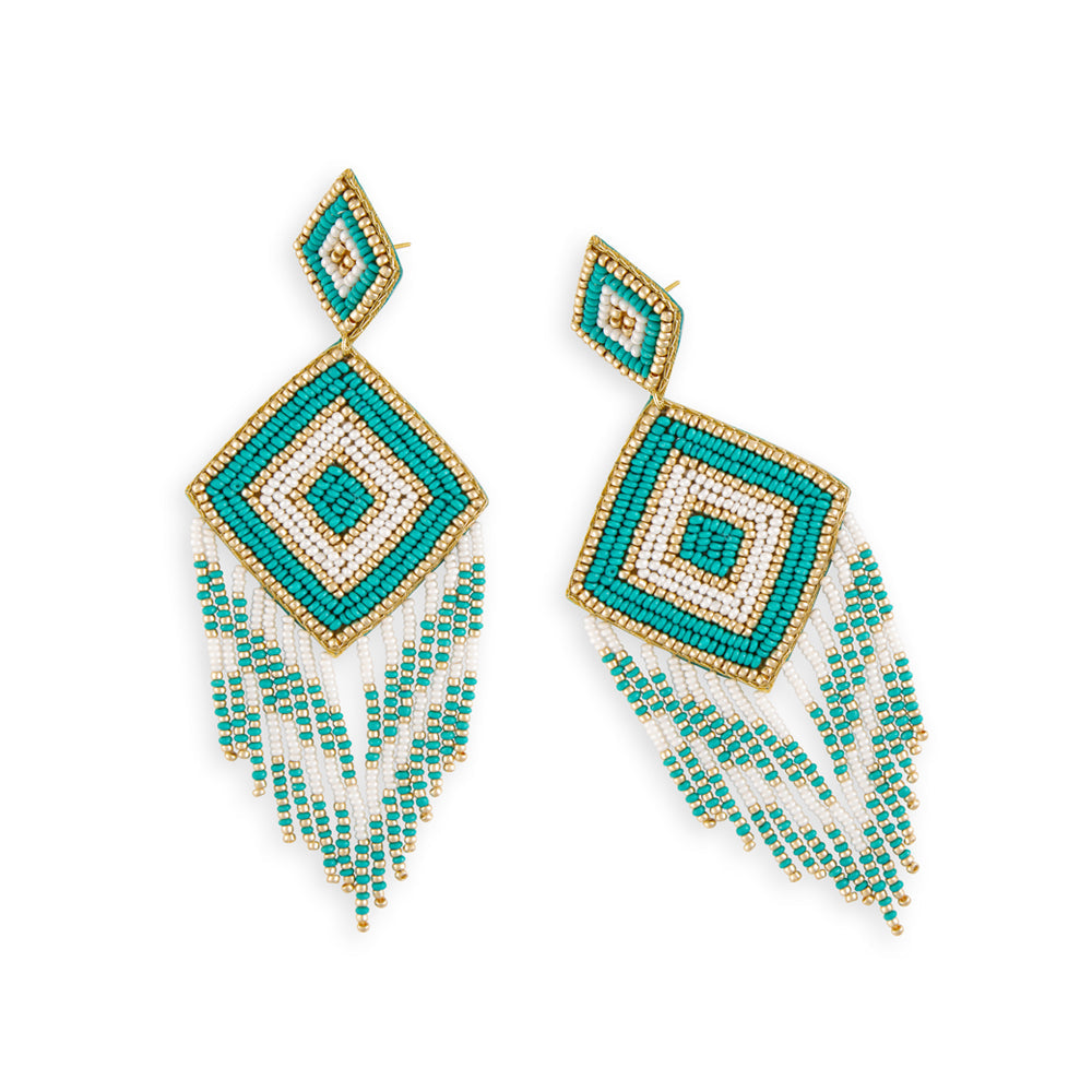 Draped Dreamcatcher Beaded Earrings