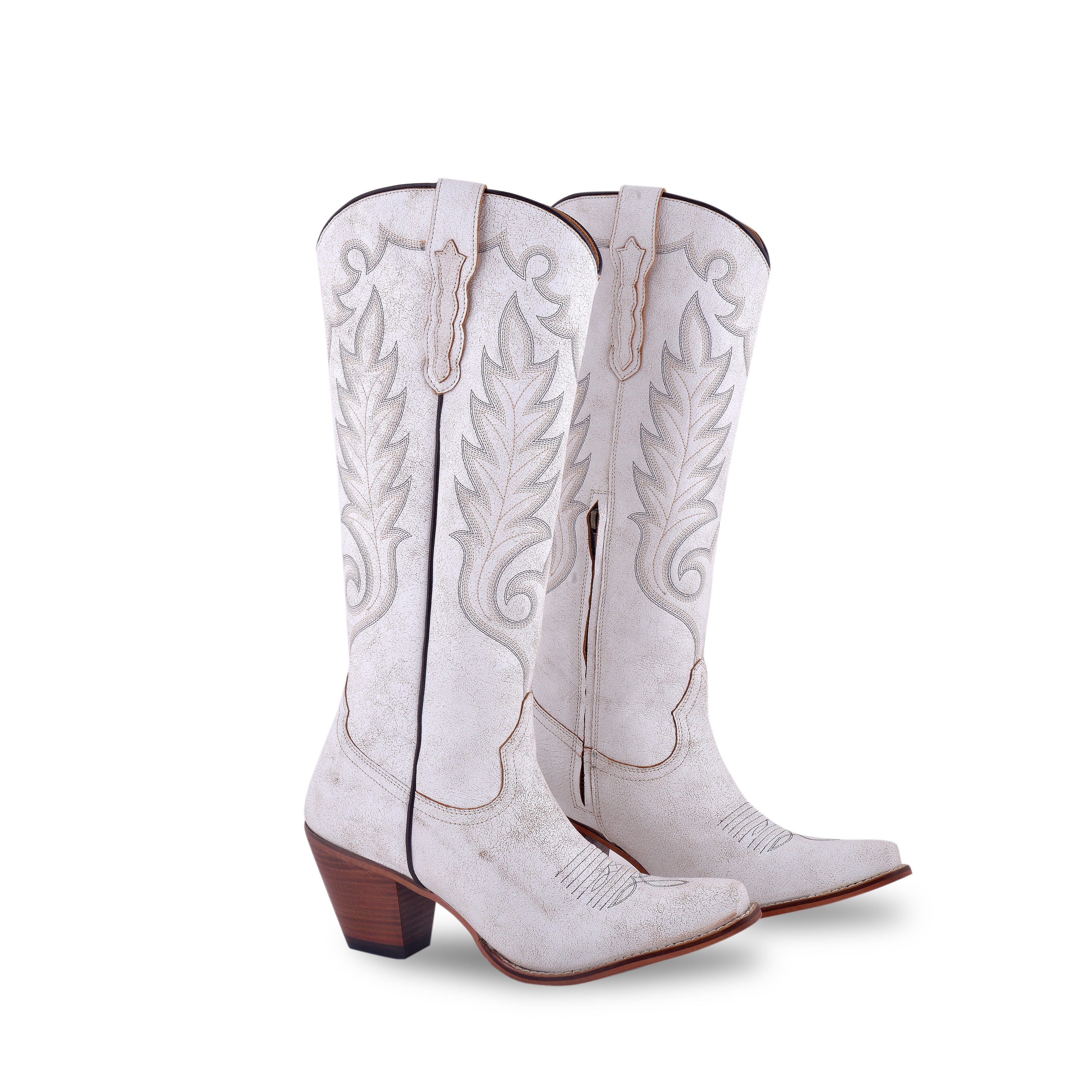 Darling Trail High-Top Cowboy Boots in White