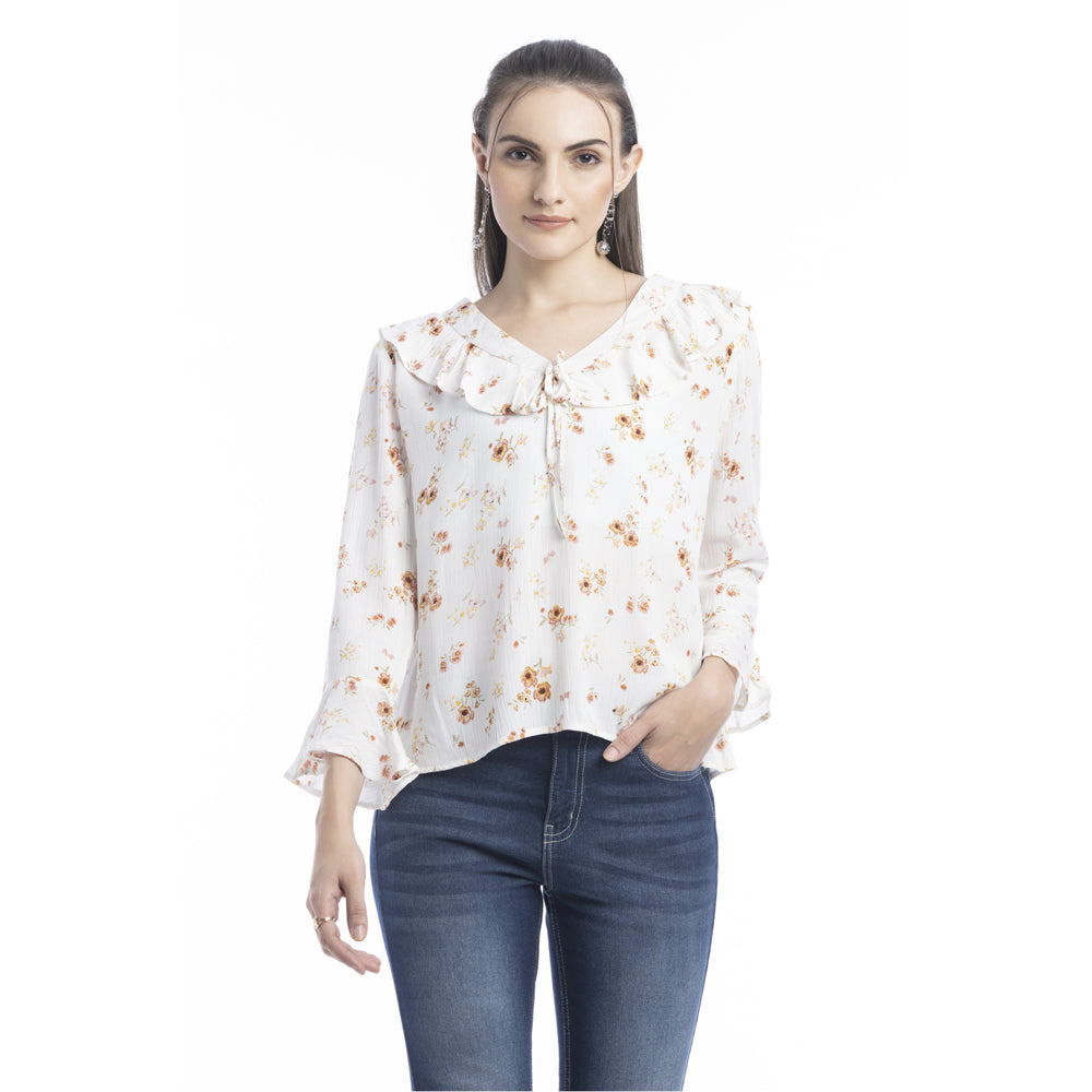 Delicate Roses V-Neck Top