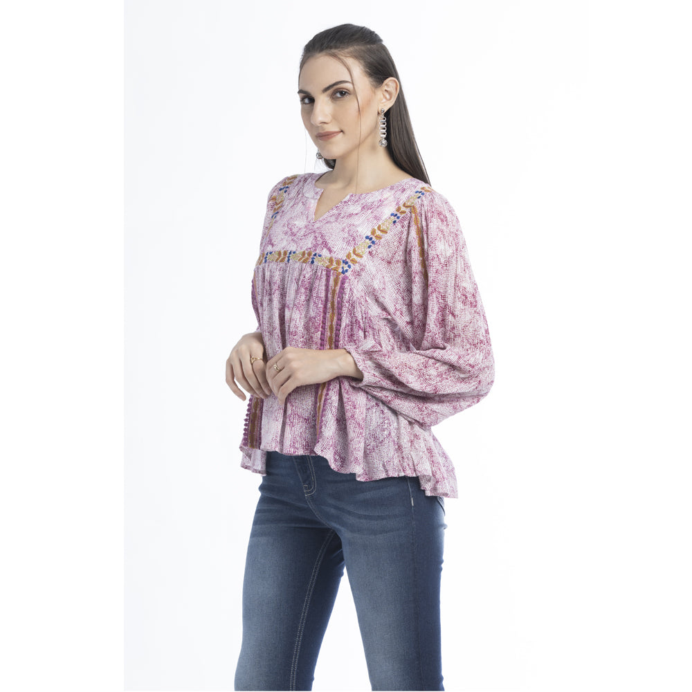 Marjorie Embroidered Floral Accent Top