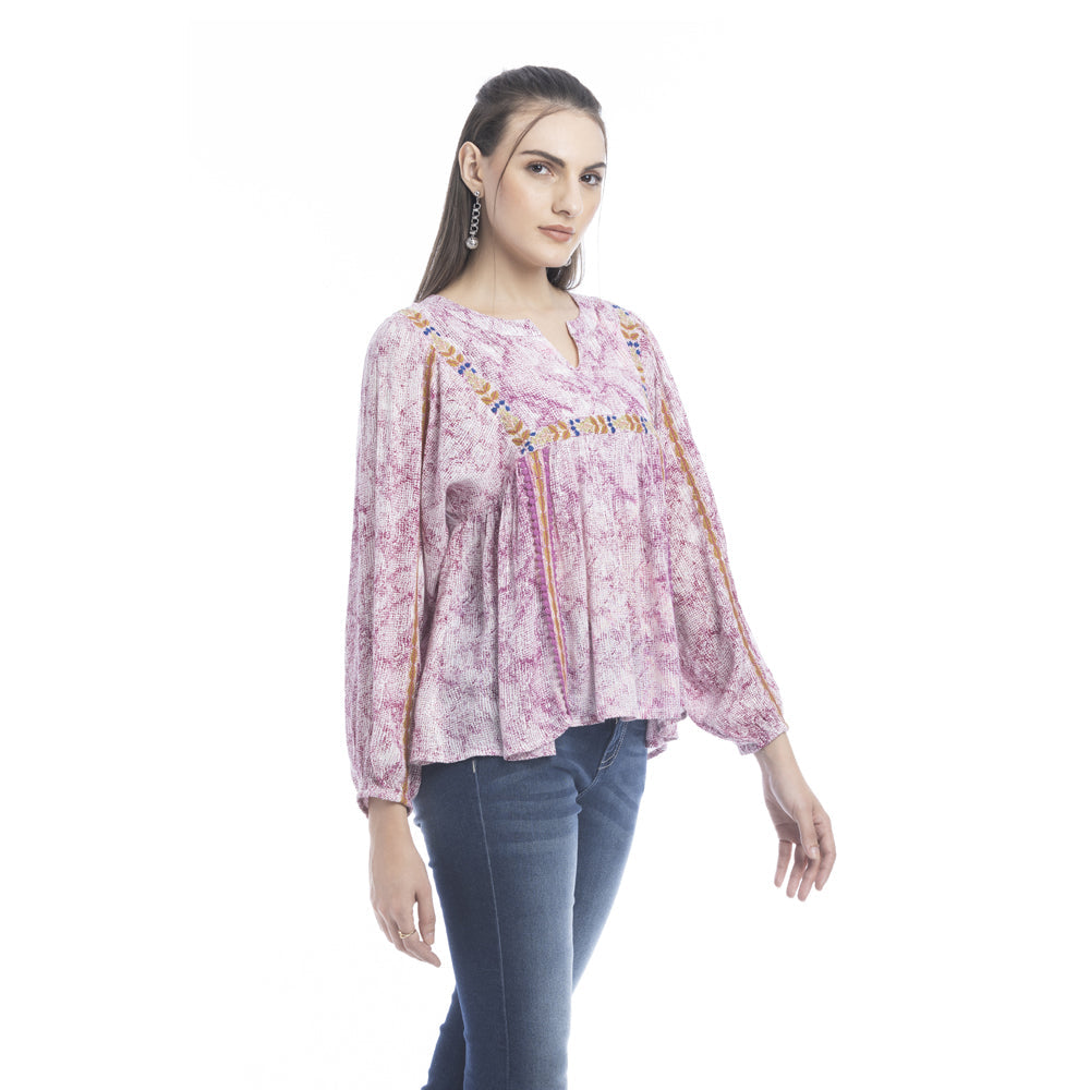 Marjorie Embroidered Floral Accent Top