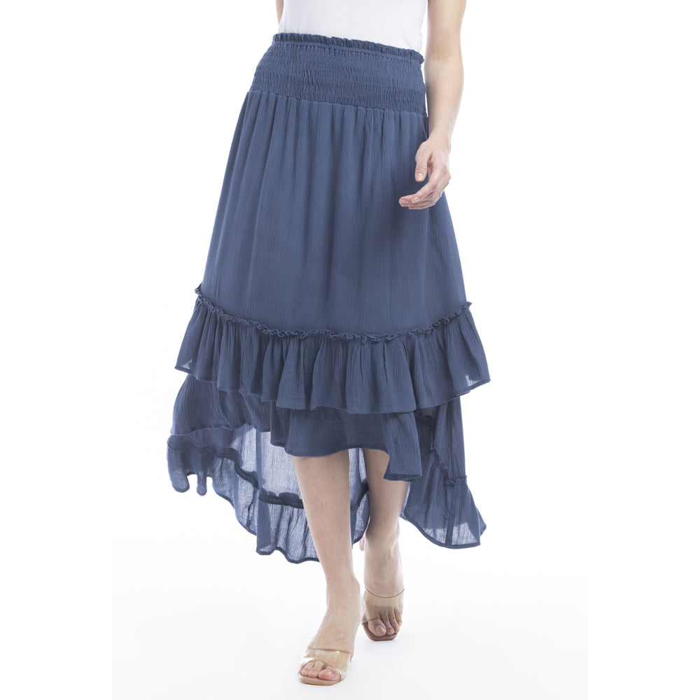 Kylie Ruffled Denim Tone Skirt