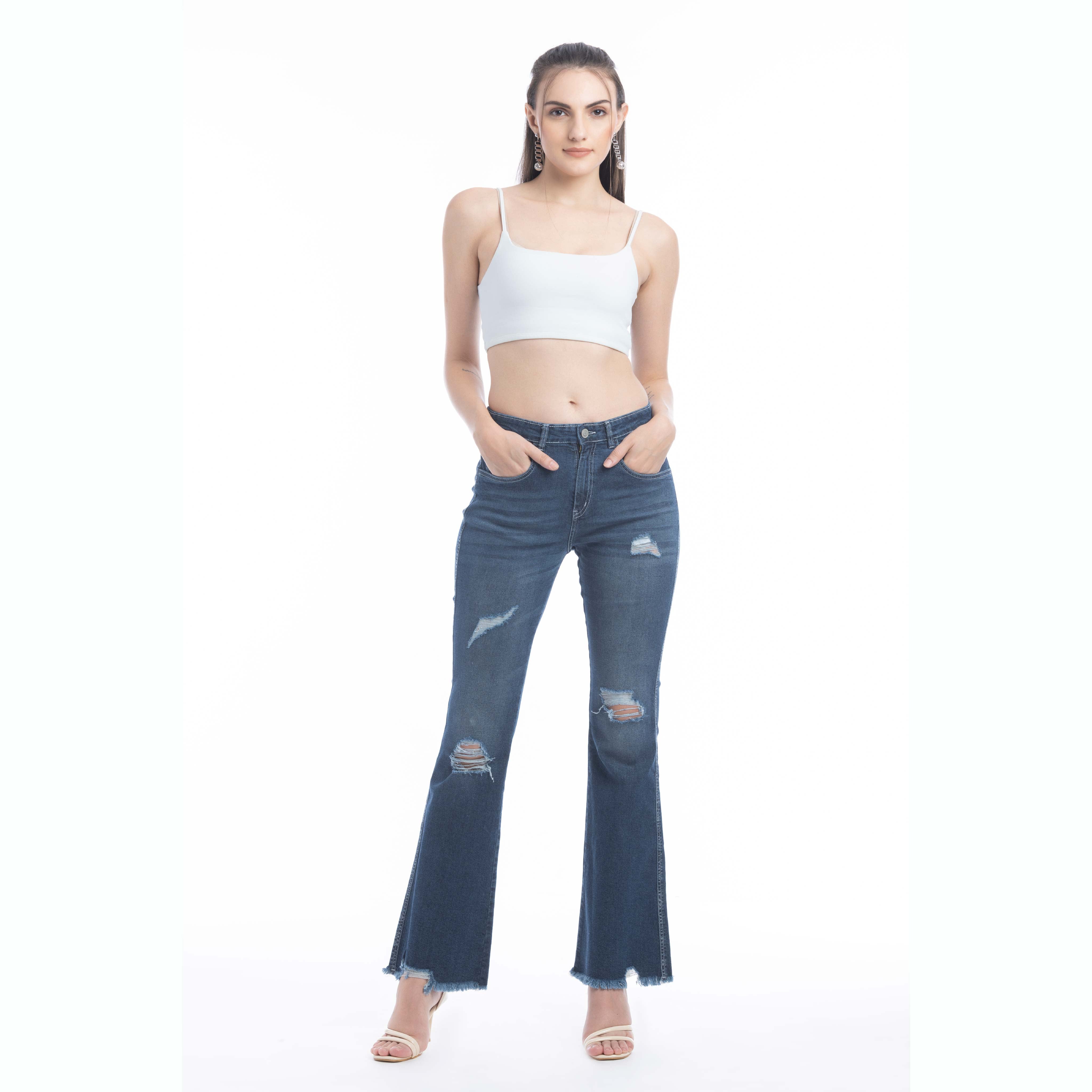 Micah Distressed Frayed Hem Jeans