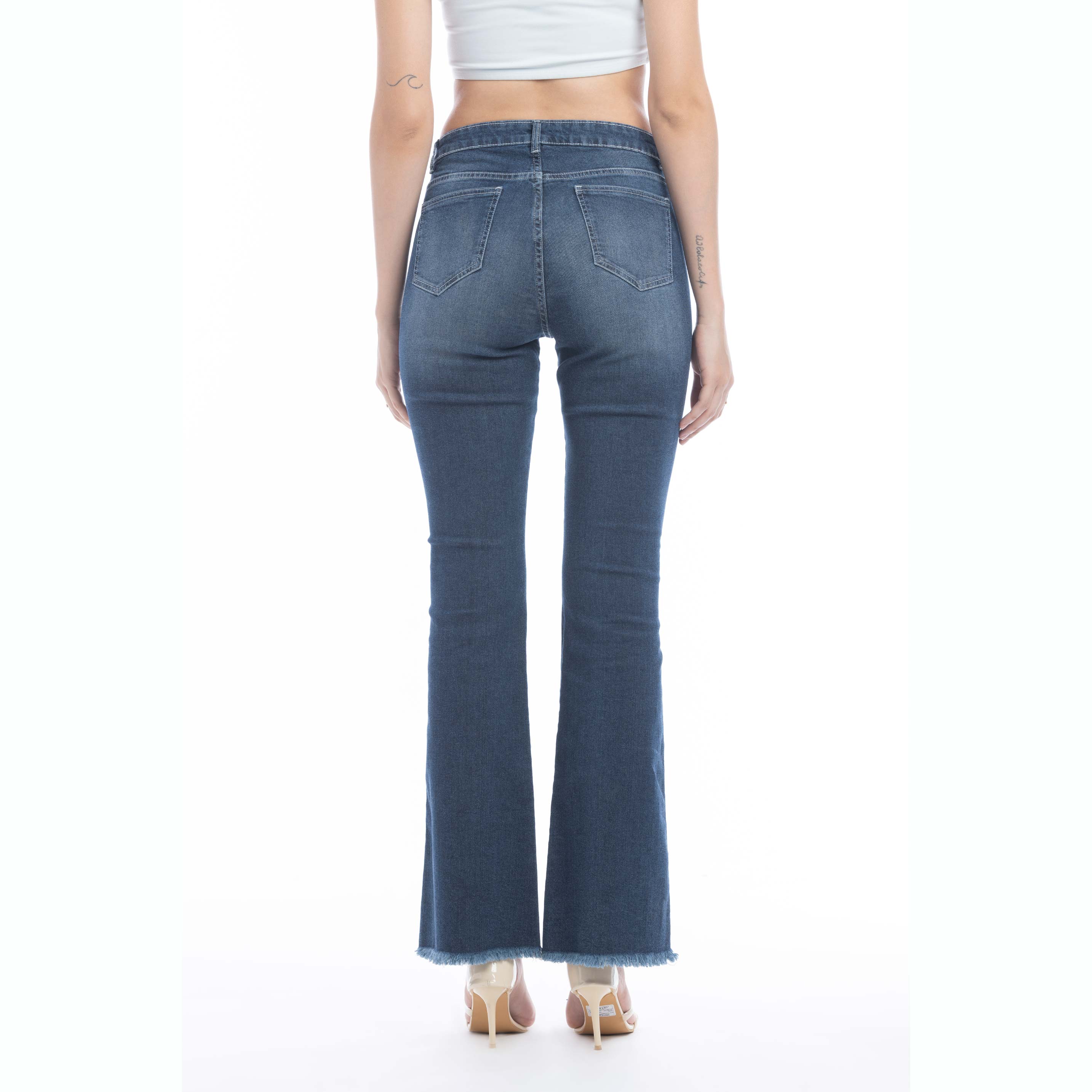 Micah Distressed Frayed Hem Flared Jeans