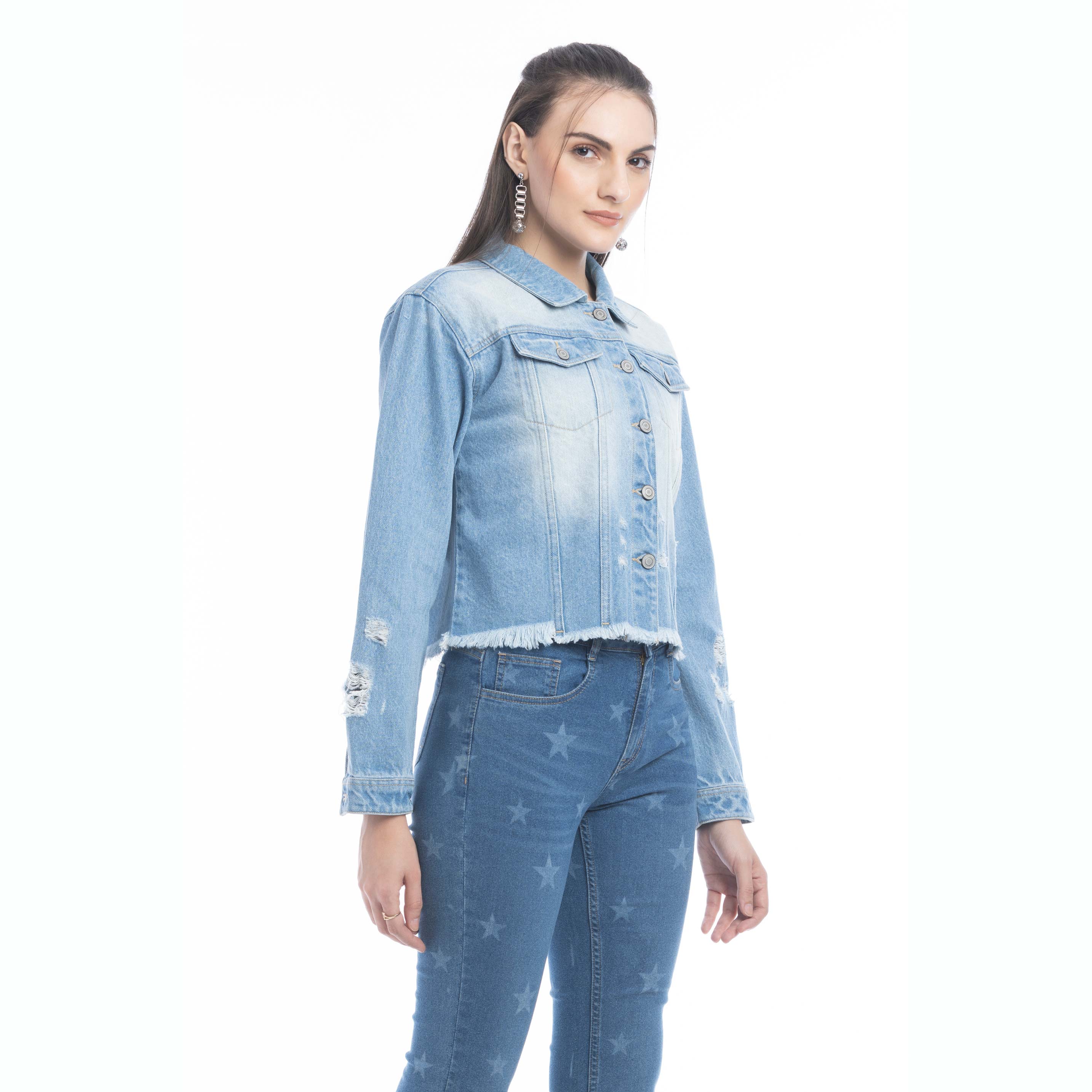 Francesca Frayed Hem Denim Jacket