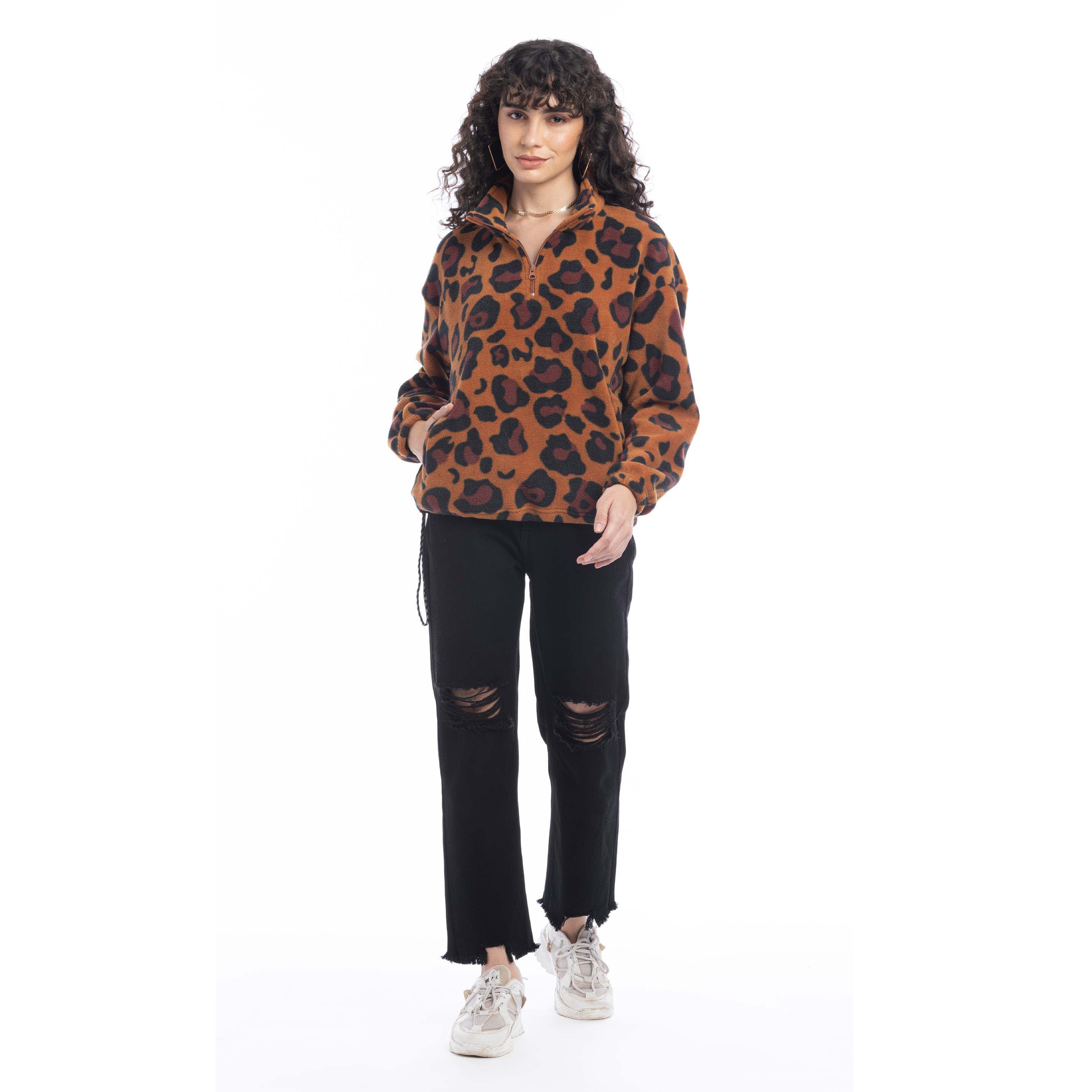 Maren High Collar Jacket in Animal Print