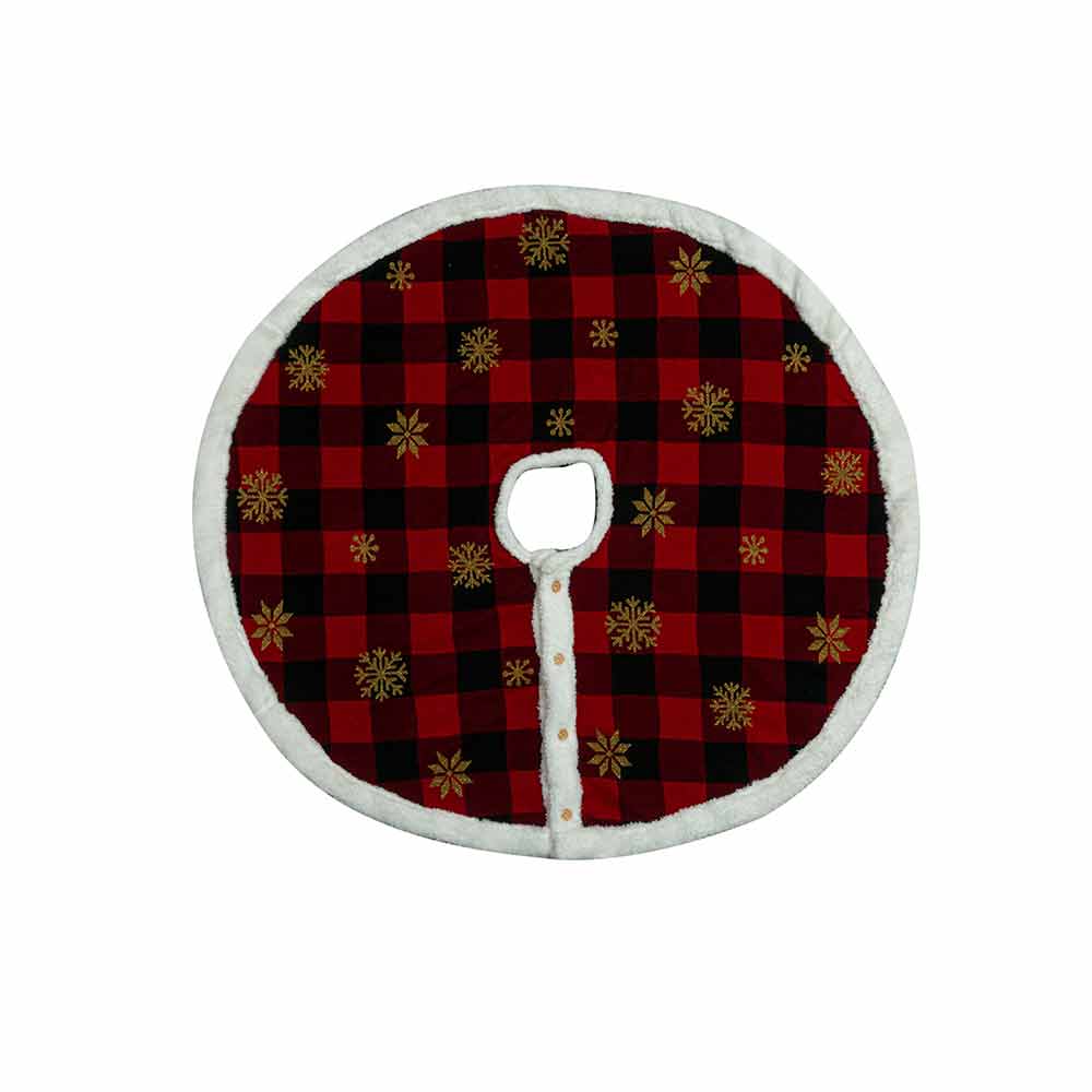 Gentle Snowfall Plaid Tree Skirt