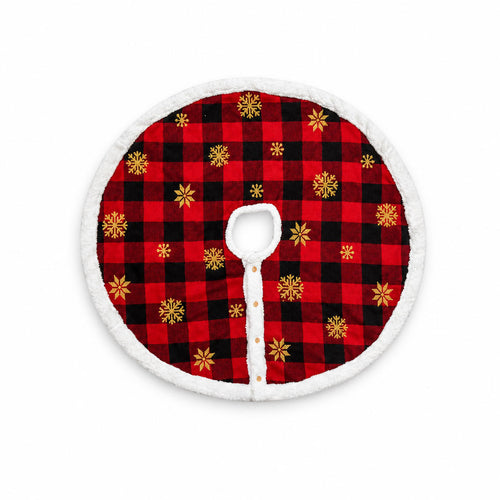 Gentle Snowfall Plaid Tree Skirt