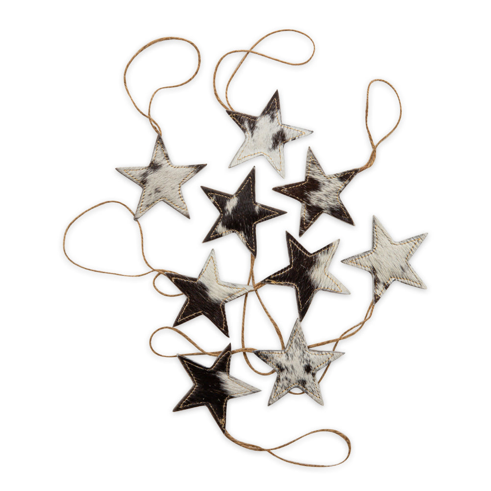 Christmas Star Hair-On Hide Ornament Set In Black