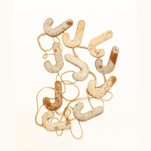 Jolly Candy Cane Hair-On Hide Ornament Set In Brown