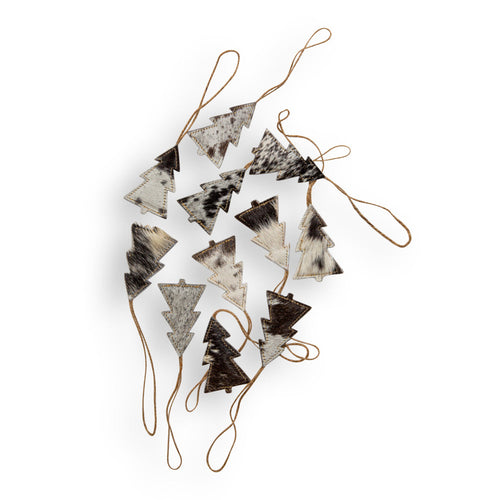 Christmas Tree Hair-On Hide Ornament Set In Black